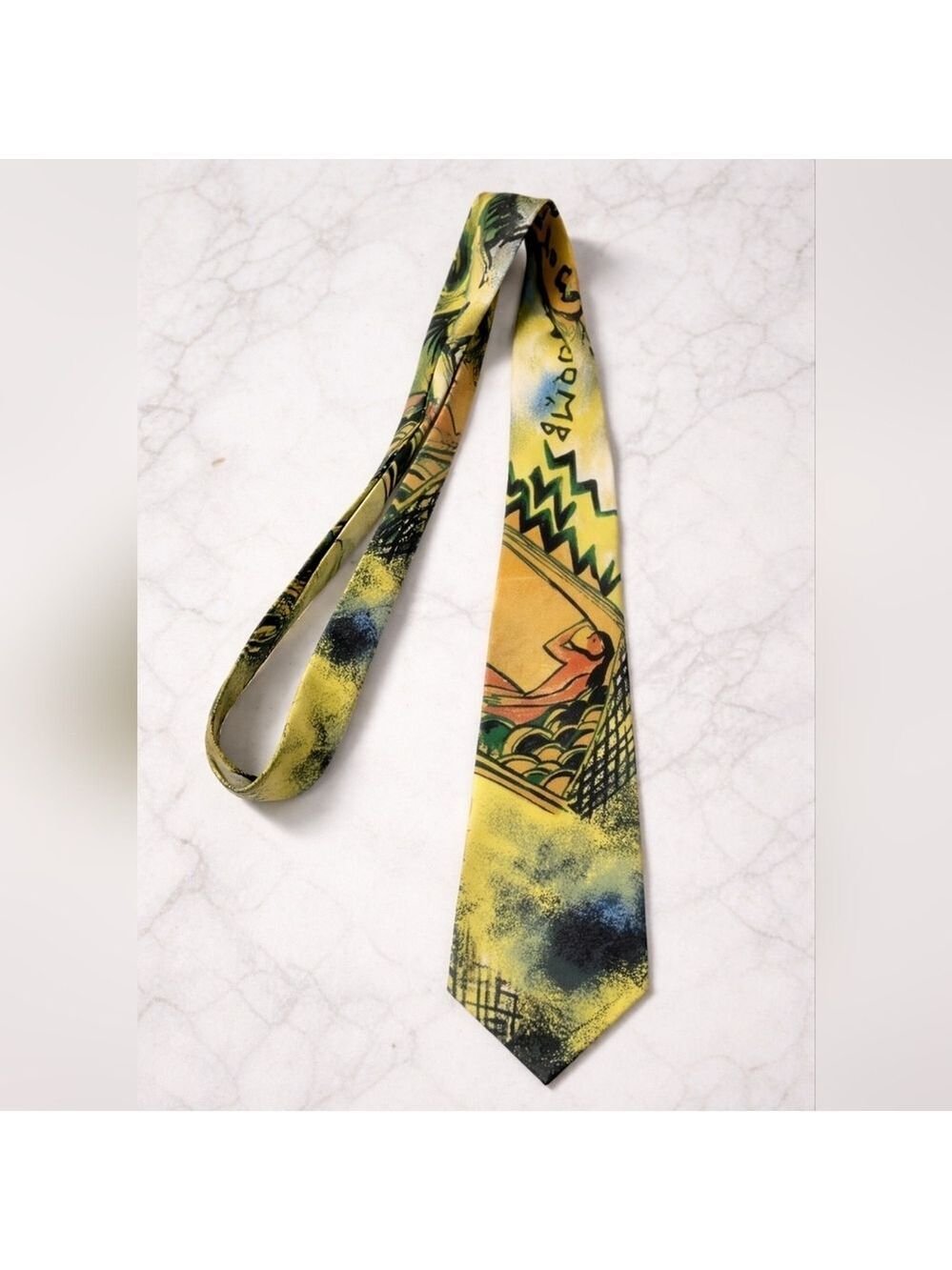 Vintage Attitudes Artsy Retro Art Print Tie Abstract Woman Graphic Necktie